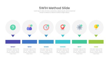 5W1H method slide infographic template design. clipart