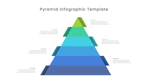 Piramit bilgi şablonu dizaynı 6 katlı. Vektör bilgileri