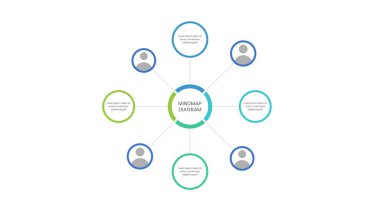 Ticari bilgi şablonu tasarımı. 4 adım modern zihin haritası diyagramı