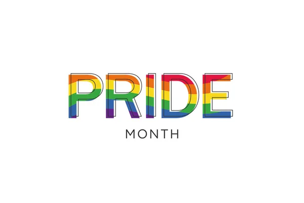 6月のゲイ プライド月間 LgbtqワードPrideレインボーフラッグカラーコンセプトカード白地のバナー — ストック写真