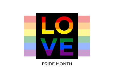 Aşk gururu ayı. Gay onur konsepti geçmişi, afişi, afişi veya afişi için renkli gökkuşağı lgbtqia bayrağı