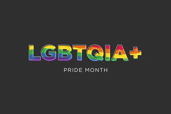 LGBTIQA pride month. Colorful rainbow lgbt flag for gay pride on black background, flyer, poster or banner