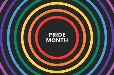 Haziranda Gurur Ayı. LGBTQ renkli gökkuşağı gay bayrağı. Eşcinsel onur konseptinin orijinal renk sembolü, yüksek çözünürlüklü poster veya afiş