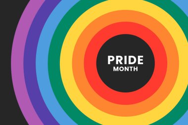 Haziranda Gurur Ayı. Eşcinsel gururu kavramının orijinal renk sembolü. LGBTQ çok renkli gökkuşağı gay bayrağı, yüksek çözünürlüklü poster veya afiş