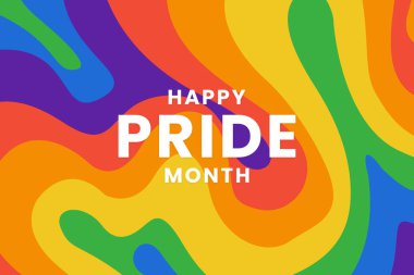 Haziranda Gurur Ayı. LGBTQ renkli gökkuşağı gay bayrağı. Eşcinsel onur konseptinin orijinal renk sembolü, yüksek çözünürlüklü poster