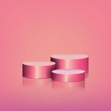 Ürün için pembe renk arkaplanı üzerinde soyut geometri şekli pembe renk podyumu