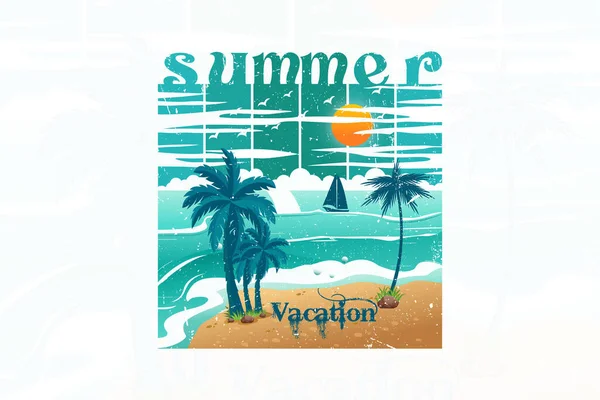 Estate Vacanza Spiaggia Shirt Design — Vettoriale Stock