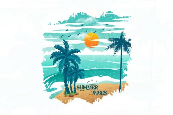 Summer Vibes Strand Shirt Design — Stockvektor