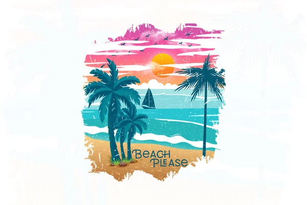Spiaggia Prega Estate Shirt Design — Vettoriale Stock