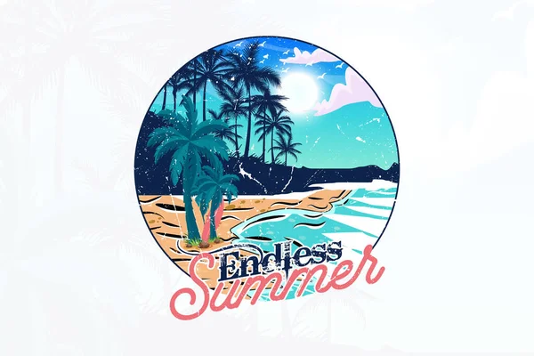 Endlose Sommer Strand Shirt Print Illustration — Stockvektor