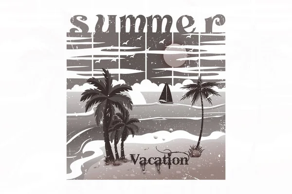 Summer Vacation Vintage Shirt Print Illustration — Stock Vector