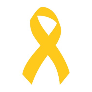 Yellow awareness ribbon for bone cancer and troops support symbol. vector