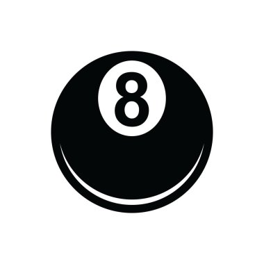 Bilardo 8 top havuzu düz vektör simgesi, beyaz arkaplan