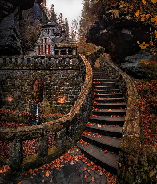 Hresko Czech Republic Lovely Curvy Stone Steps Stone Cottage Czech — стоковое фото