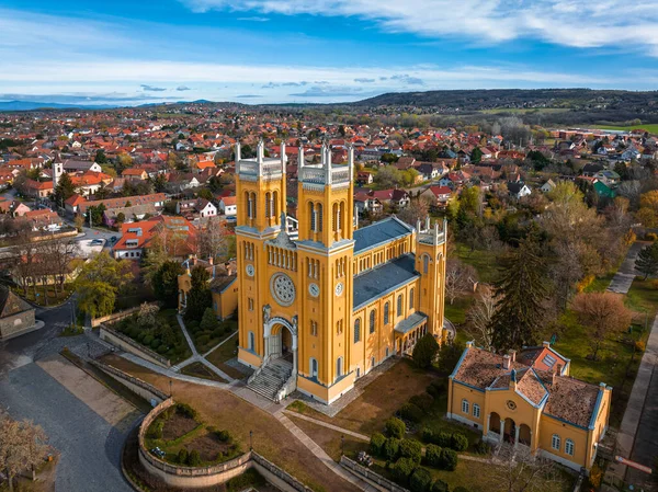 Fot Węgry Widok Lotu Ptaka Kościół Rzymskokatolicki Niepokalanego Poczęcia Szeplotlen — Zdjęcie stockowe