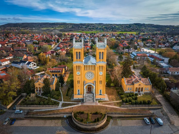 Fot Węgry Widok Lotu Ptaka Kościół Rzymskokatolicki Niepokalanego Poczęcia Szeplotlen — Zdjęcie stockowe