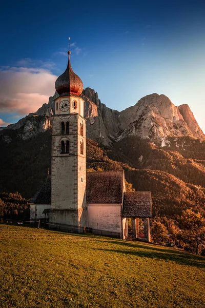 Seis Schlern Italy Valentin Church Famous Mount Sciliar Italian Dolomites — Stock Photo, Image