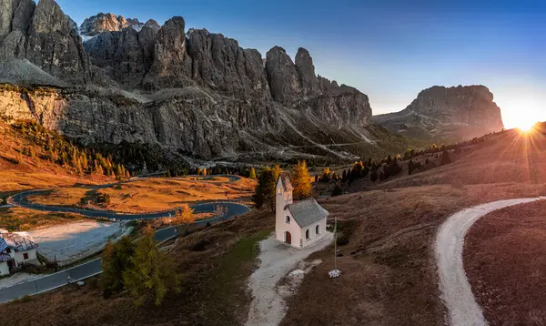Südtirol Italien Blick Aus Der Luft Auf Die Kapelle San — Stockfoto