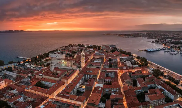Zadar Horvátország Légi Panoráma Zadar Óvárosára Szent Anasztázia Katedrálissal Szent Stock Kép