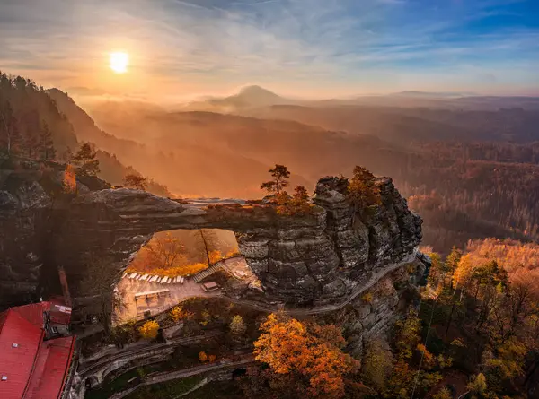 Hrensko Çek Cumhuriyeti Bohemya Sviçre Ulusal Parkı Ndaki Güzel Pravcicka Telifsiz Stok Imajlar