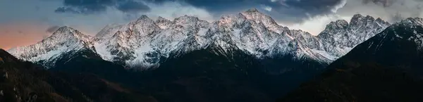 Tatranska Javorina Slovakia Воздушный Панорамный Вид Снежные Вершины Высоких Татр — стоковое фото