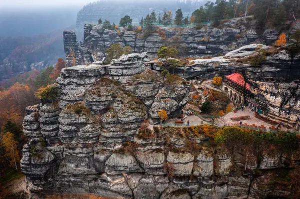 Hrensko Çek Cumhuriyeti Bohemya Sviçre Ulusal Parkı Ndaki Ünlü Pravcicka Telifsiz Stok Imajlar