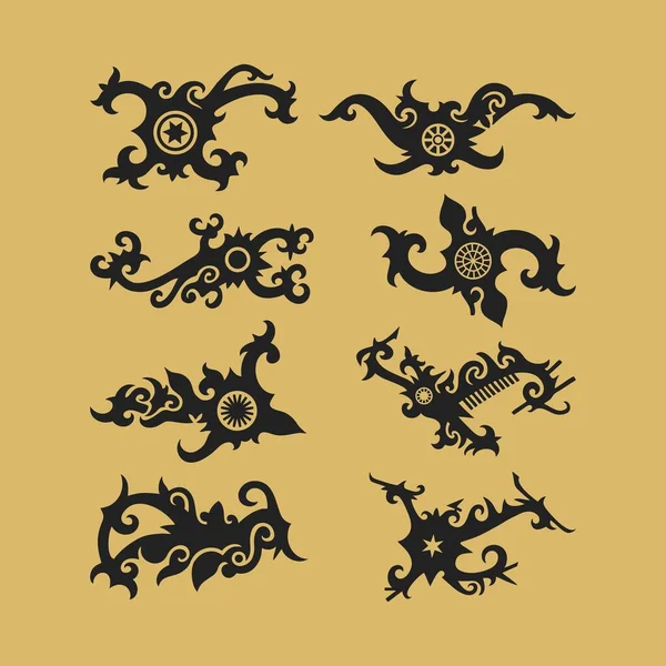 伊班族艺术设计 婆罗洲喀拉坦坦达克装饰矢量 — 图库矢量图片