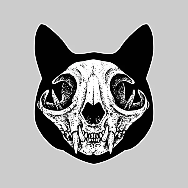 Kedi Kafatası Kedi Silueti Vektör Illüstrasyon Sanatı — Stok Vektör