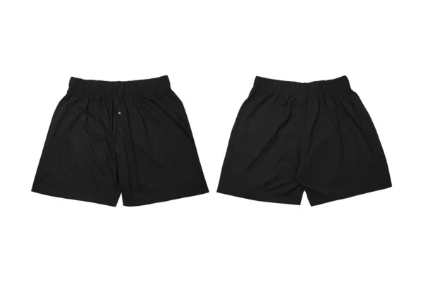 Sport Shorts Black Color Front Back View Isolated White — Stock Photo, Image