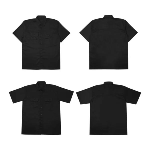 Men Short Sleeves Military Shirt Workshirt Black Short Sleeve Work — Stock Photo, Image