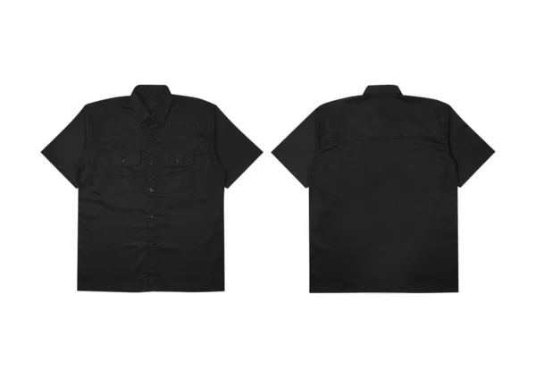 Camisa Militar Manga Corta Para Hombre Camisa Negra Camisa Trabajo —  Fotos de Stock