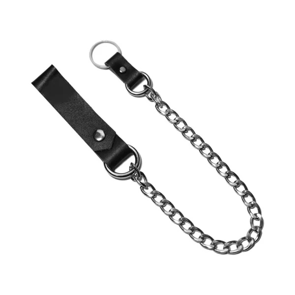 Silver Wallet Chain Combine Black Genuine Leather — Stock Photo, Image