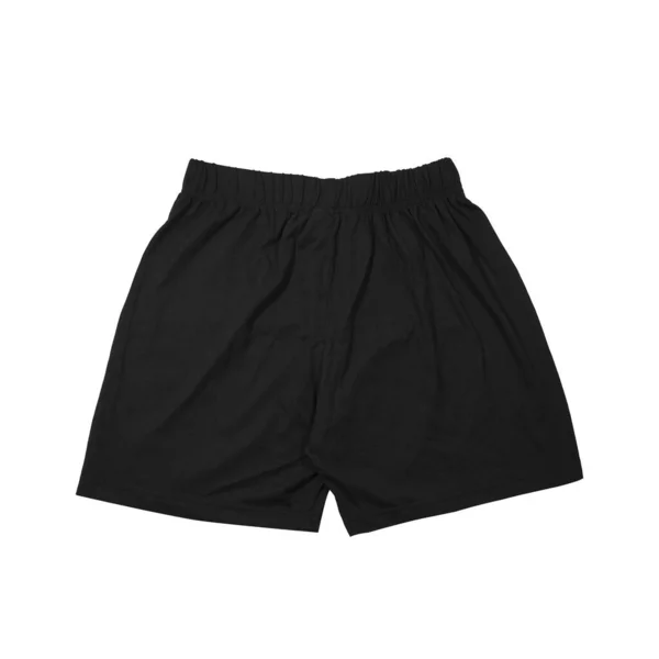 Pantalones Cortos Deportivos Color Negro Vista Frontal Trasera Aislados Blanco — Foto de Stock