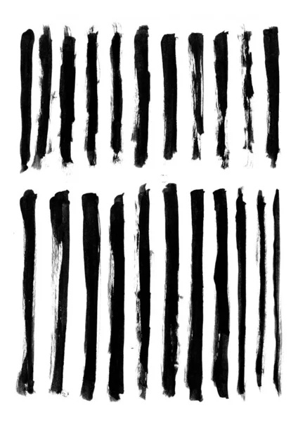 Collection Black Brush Strokes Black White Ink — Stock Photo, Image