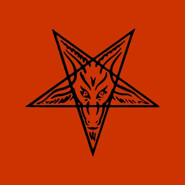 Pentagram Rituális Kör Emblémák Pecsét Okkult Szimbólumok Ördögjel Vektor — Stock Vector