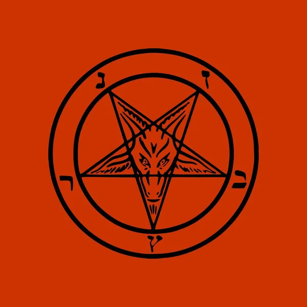 Пентаграмма Ритуальный Круг Эмблемы Символические Оккультные Символы Вектор Знака Дьявола — стоковый вектор
