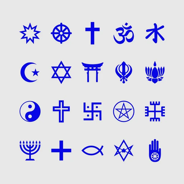 Godsdienst Van Wereld Symbolen Vector Icons Set — Stockvector