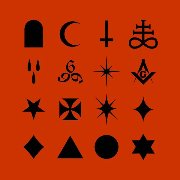Satanische Symbole Mittelalterlicher Okkultismus Magische Briefmarken Signaturen Schlüssel Mystische Symbole — Stockvektor