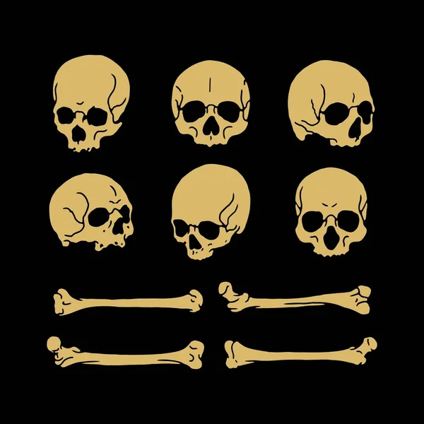 Crânio Humano Ossos Design Vetorial —  Vetores de Stock