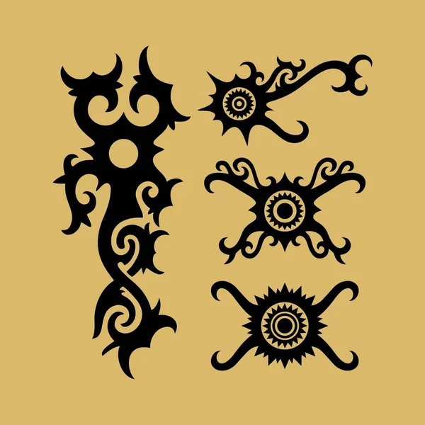Дизайн Вектора Орнамента Племени Калимантан Даяк Борнео — стоковый вектор