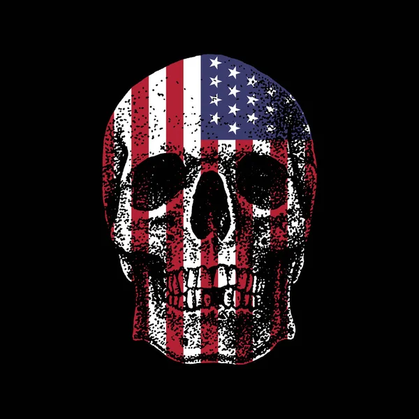 skull head illustration with american flag