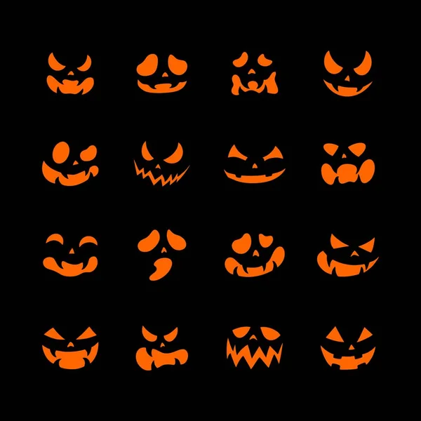 Sbírka Plochých Halloween Dýní — Stockový vektor
