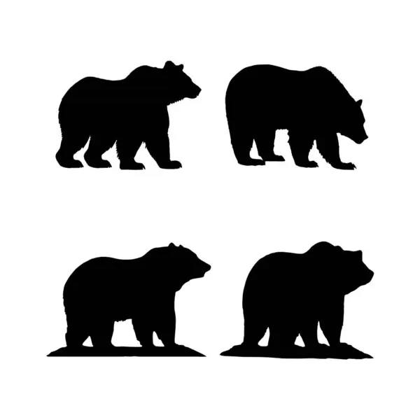 Silhueta Urso Vetor Isolado Fundo Branco Ícone Urso Logotipo Símbolo — Vetor de Stock