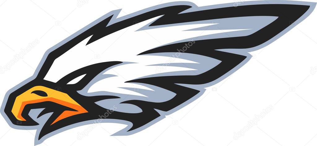 Vector Hand drawn eagle head logo Icon mascot, White Background