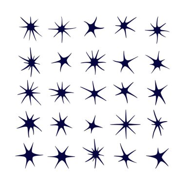 El çizimi parıldayan yıldızlar koleksiyonu, parlak yıldız astroloji vektör ışığı beyaz arkaplanda.