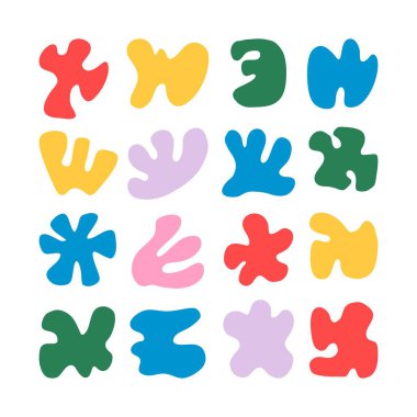 Soyut Şekiller El çizimi, Vektör Geometrik düz klip, beyaz arkaplan