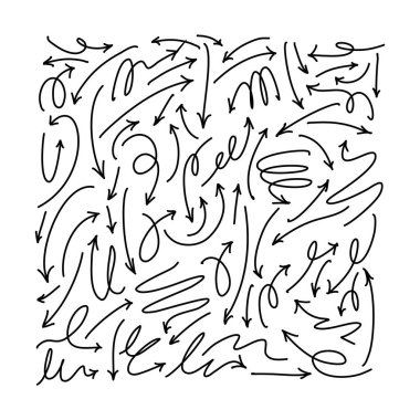 Vektör El çizilmiş ok seti, beyaz arkaplan