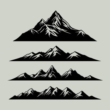 Dağların siluetleri ve dağ simgelerinin oluşturduğu dağlar.