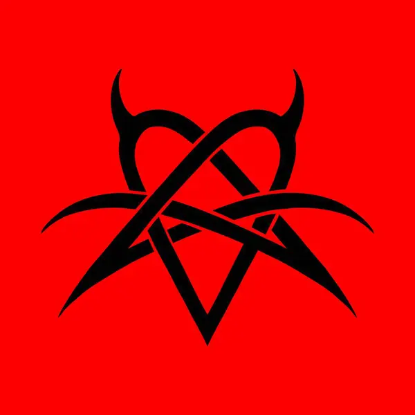 Serce Pentagram Odwrócone Heartagram Znak Symbol Miłości Nienawiści Pentagram Rytualny — Wektor stockowy