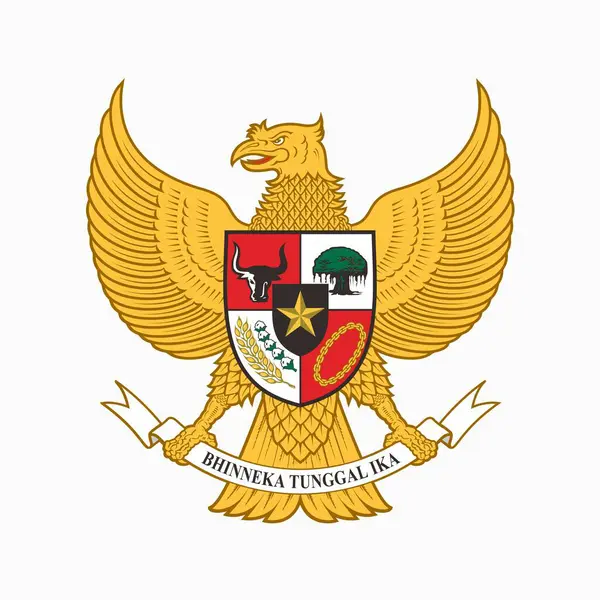 Garuda Pancasila, Endonezya ülkesinin sembolü. Yüksek detaylı Endonezya Maskot Vektörü İllüstrasyonu